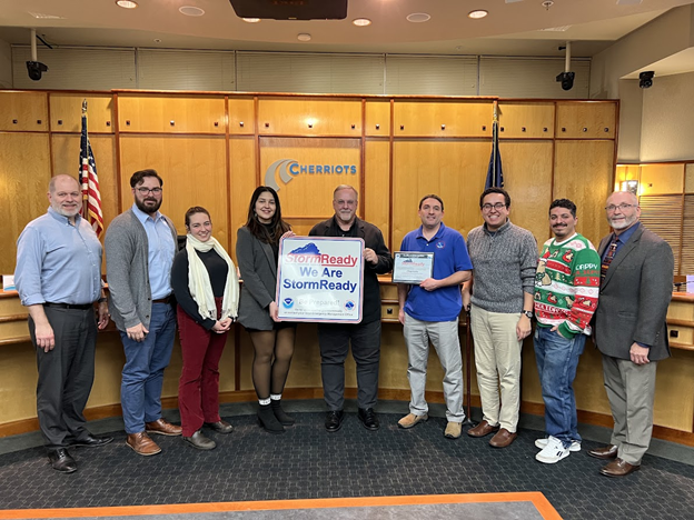 Cherriots Board of Directors and staff pose with StormReady designation.